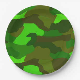 Green Camo  Paper Plate