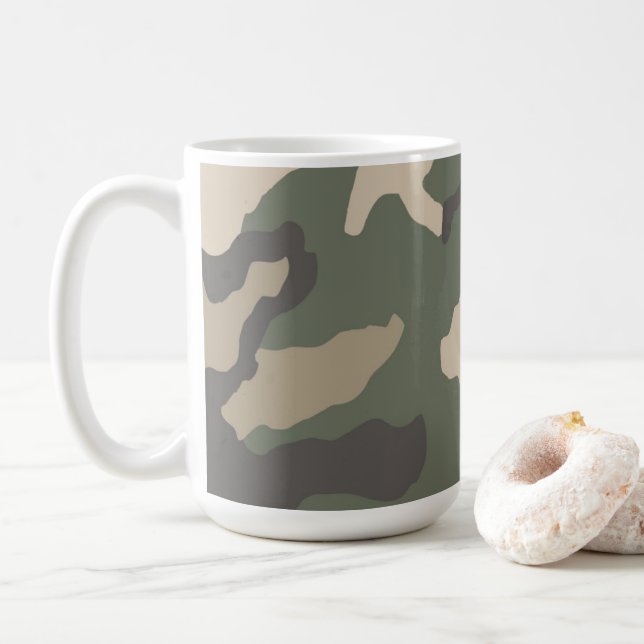 Green Camo Pattern Coffee Mug (With Donut)