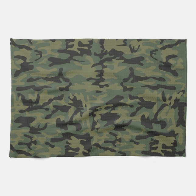 Green camo pattern kitchen towel (Horizontal)