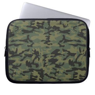 Green camo pattern laptop sleeve