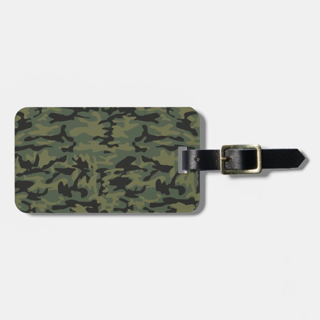 Green camo pattern luggage tag (Front Horizontal)