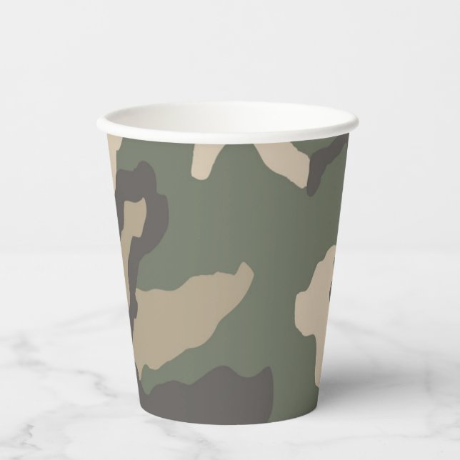 Green Camo Pattern Paper Cups (Front)
