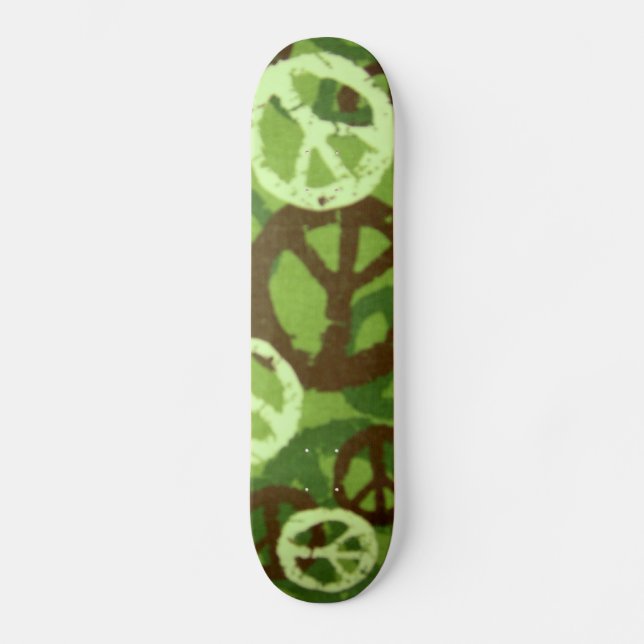 Green Camo/Peace Signs Skateboard (Front)