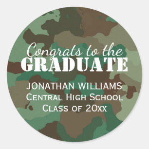 Green Camo Personalized Graduation Sticker