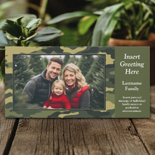 Green Camo Photo Greeting Holiday Card