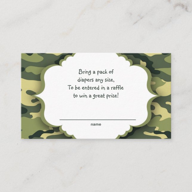 Green Camo raffle tickets or insert cards (Front)
