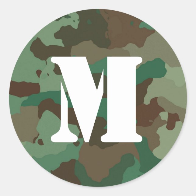 Green Camo Sticker with Bold White Monogram (Front)