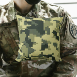 Green Camo Throw Pillow