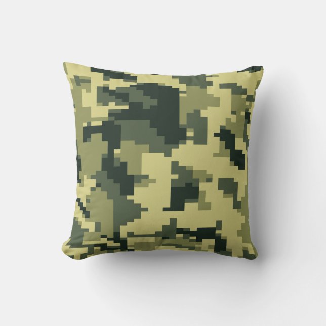 Green Camo Throw Pillow (Front)