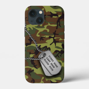 Green Camo w/ Dog Tag iPhone 13 Mini Case