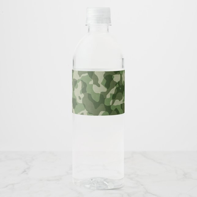 Green Camo Water Bottle Label (Front)