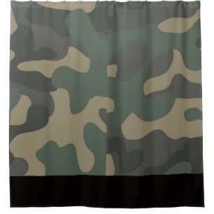 Green Camo with Black Band, Shower Camo Theme,
