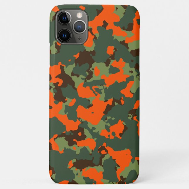 Green Camo with Safety Blaze Orange Case-Mate iPhone Case (Back)