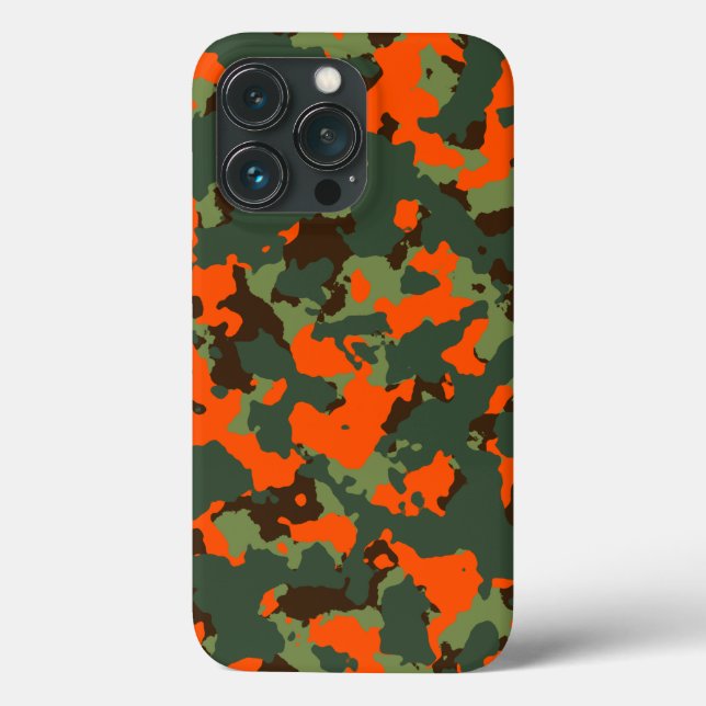 Green Camo with Safety Blaze Orange Case-Mate iPhone Case (Back)