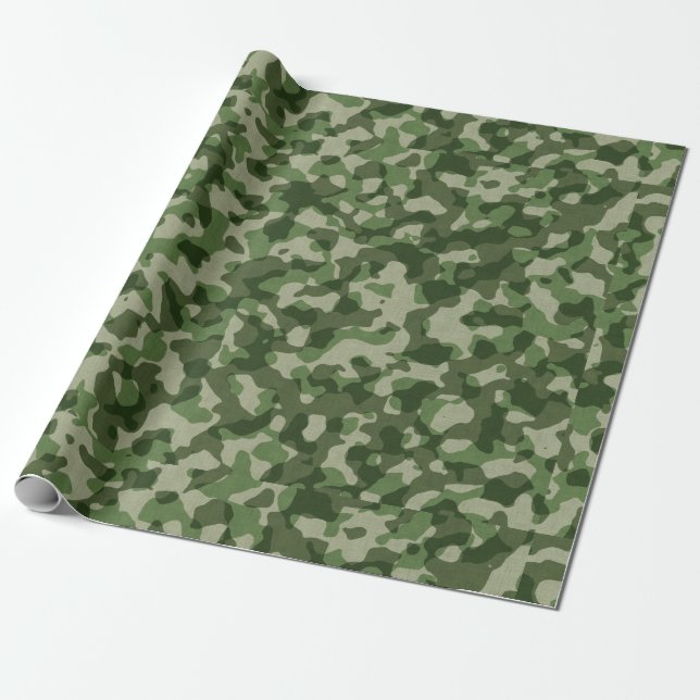 Green Camo Wrapping Paper (Unrolled)
