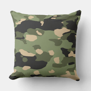 Green Camou  Throw Pillow