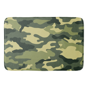 Green camouflage bath mat
