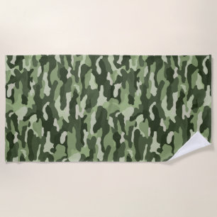 Green Camouflage Beach Towel