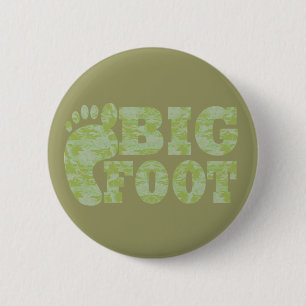 Green camouflage Bigfoot text 2 Inch Round Button
