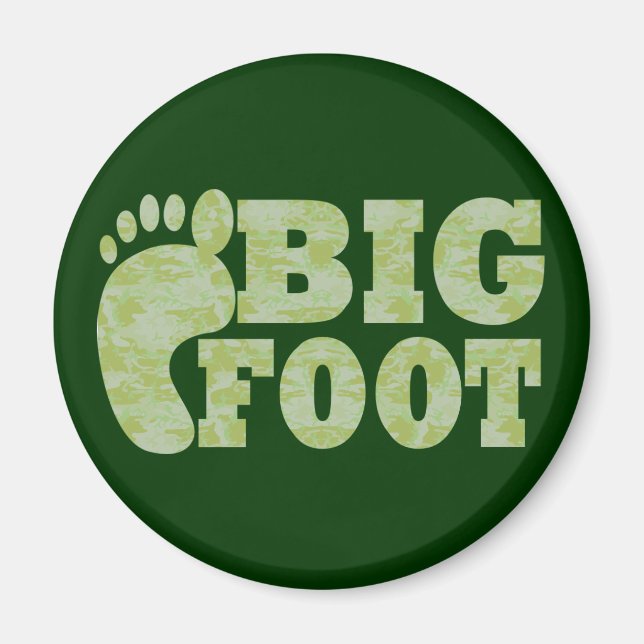 Green camouflage Bigfoot text Magnet (Front)
