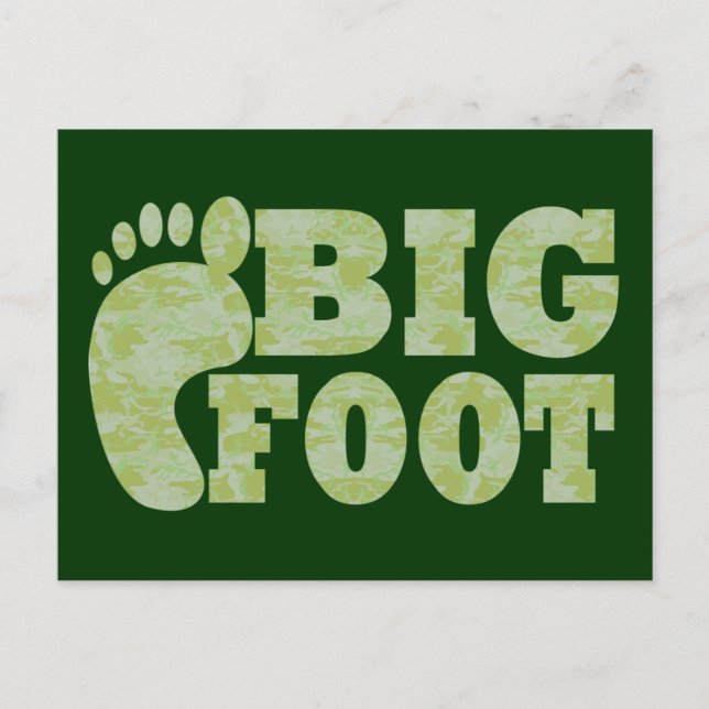 Green camouflage Bigfoot text Postcard (Front)