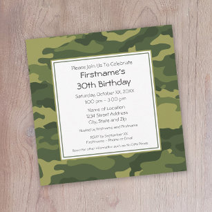 Green Camouflage Birthday Party Invitation