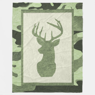 Green Camouflage Blanket with Deer