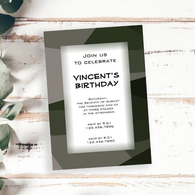 Green Camouflage Blocks Birthday Party Invitation (Creator Uploaded)