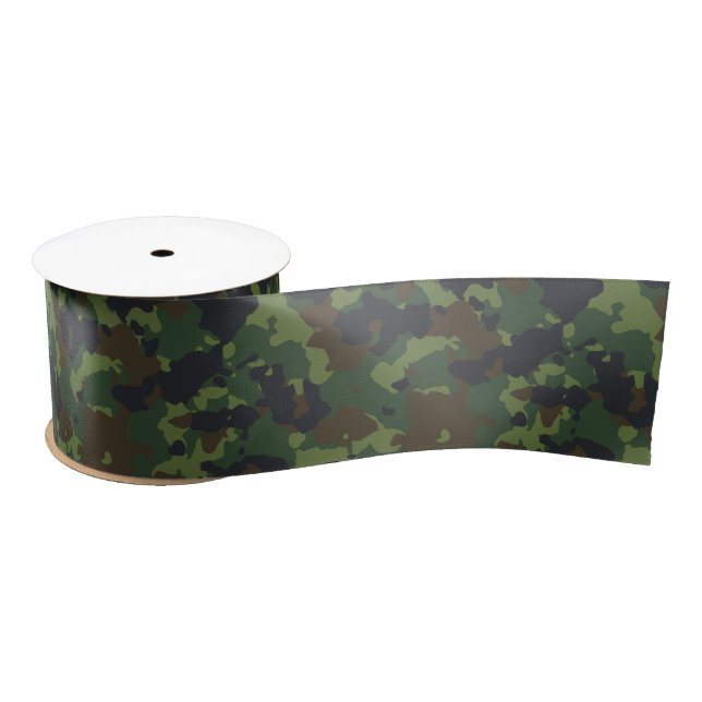 Green Camouflage Camo Army Military Brown Satin Ribbon (Spool)