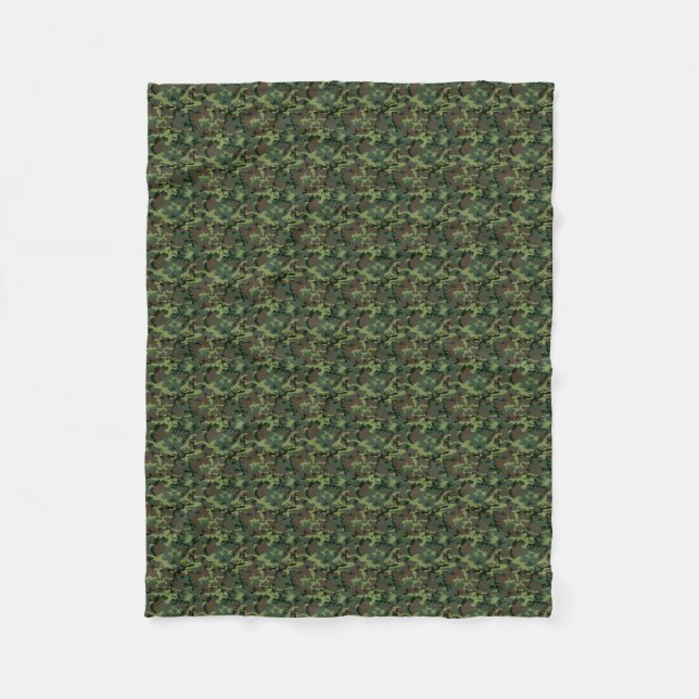 Green Camouflage Camo Pattern Fleece Blanket (Front)
