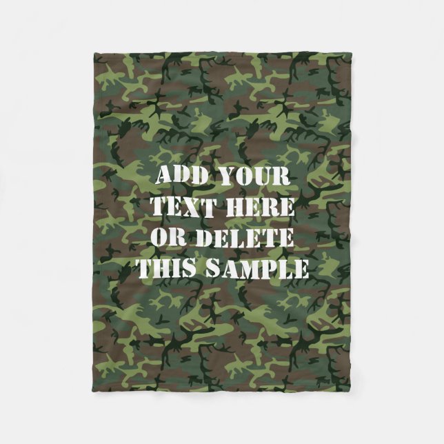 Green Camouflage Camo Pattern Personalized Fleece Blanket (Front)