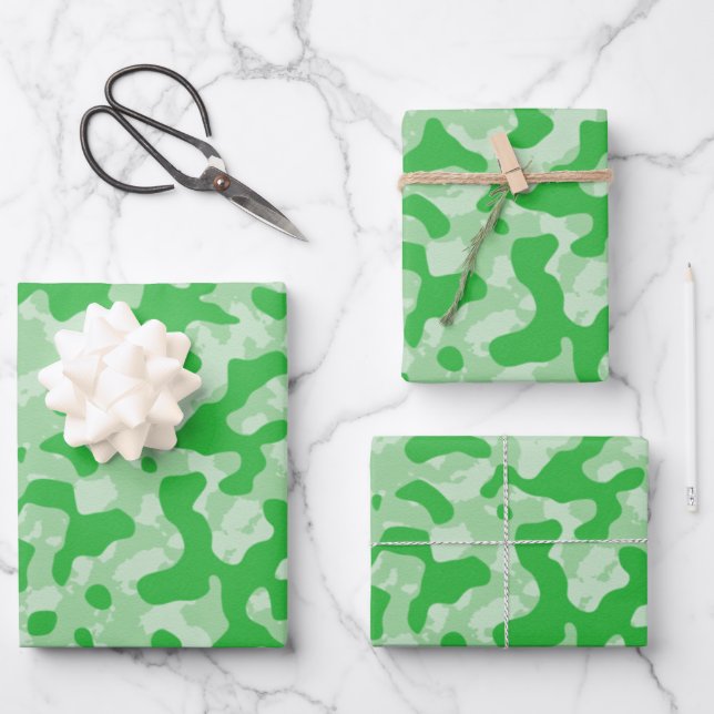 Green Camouflage Camo Wrapping Paper Sheet (Front)