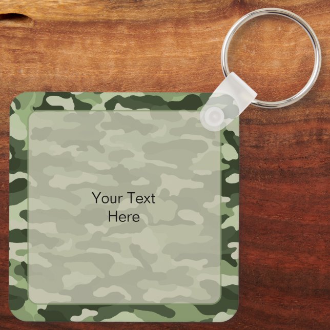 Green Camouflage Custom Aluminum Keychain (Back)