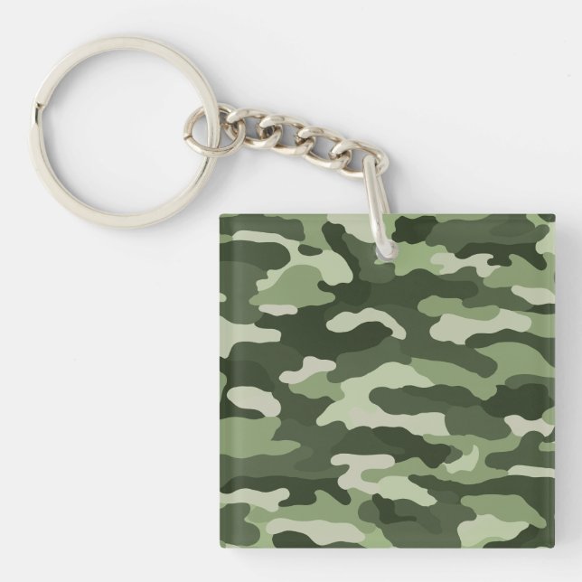 Green Camouflage Custom Keychain (Front)