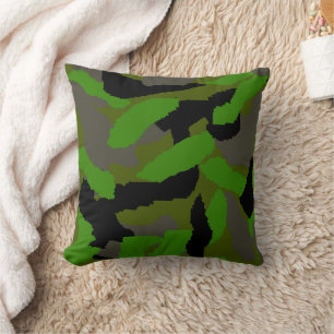 Green Camouflage Design Throw Pillow