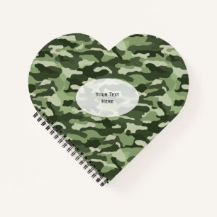 Green Camouflage Heart Notebook