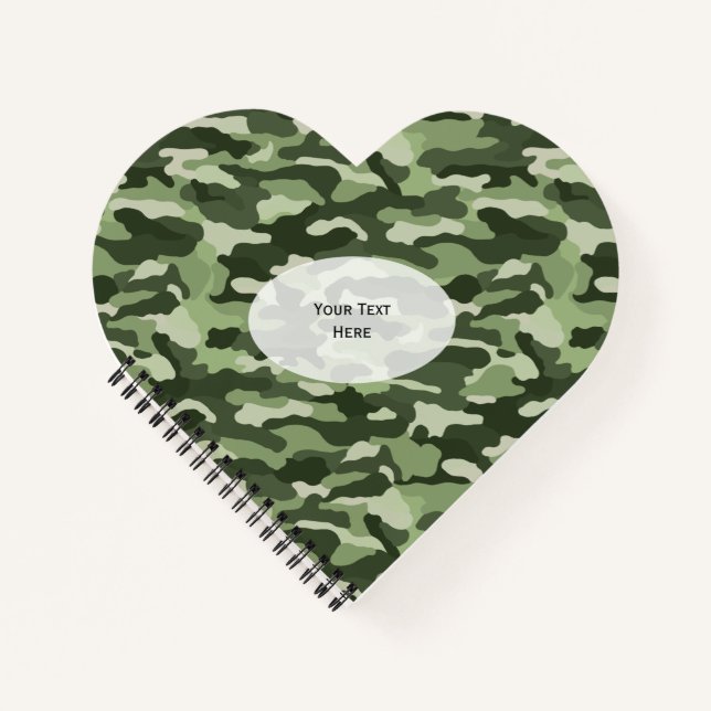 Green Camouflage Heart Notebook (Front)