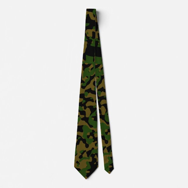 Green Camouflage in Olive and Black Tie (Front)