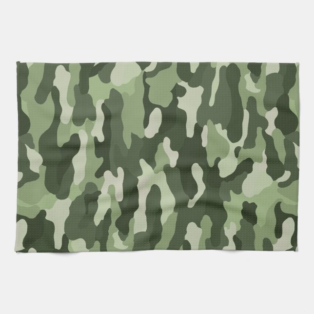 Green Camouflage Kitchen Towel (Horizontal)
