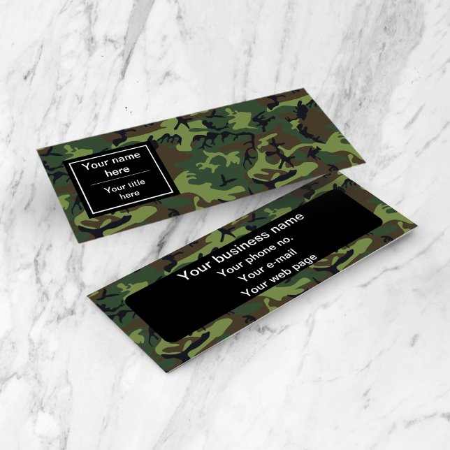 Green Camouflage, Military, Army Mini Business Card (Creator Uploaded)