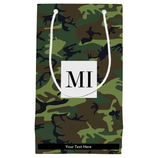 Green Camouflage, Military, Army Small Gift Bag (Front)