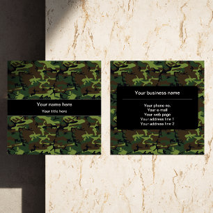 Green Camouflage, Military, Army Square Business Card