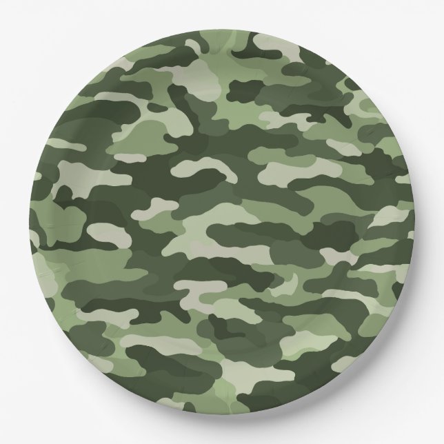 Green Camouflage Paper Plate (Front)