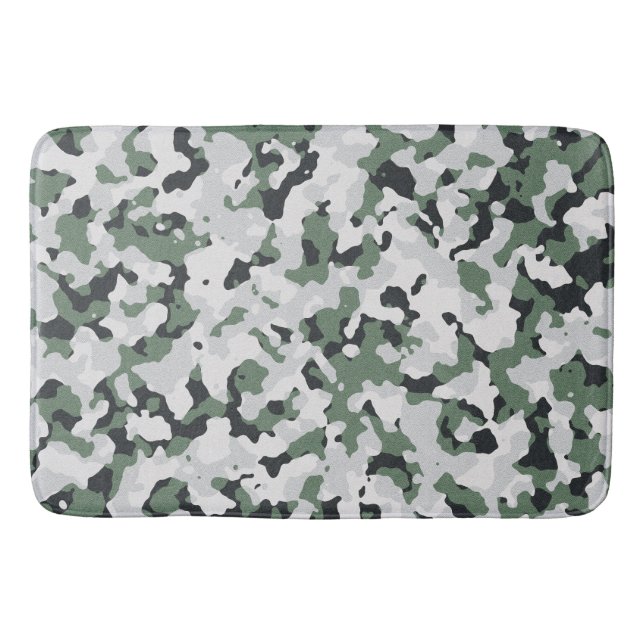 Green camouflage pattern bath mat (Front)