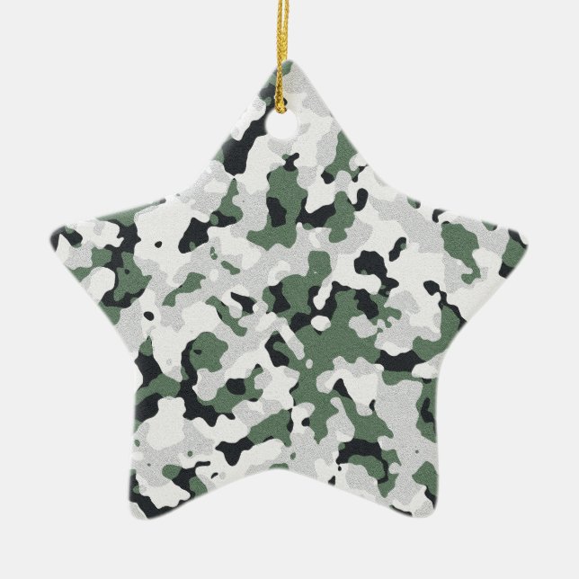 Green camouflage pattern ceramic ornament (Front)
