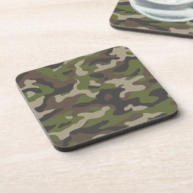 Green Camouflage Pattern Coaster (Left Side)