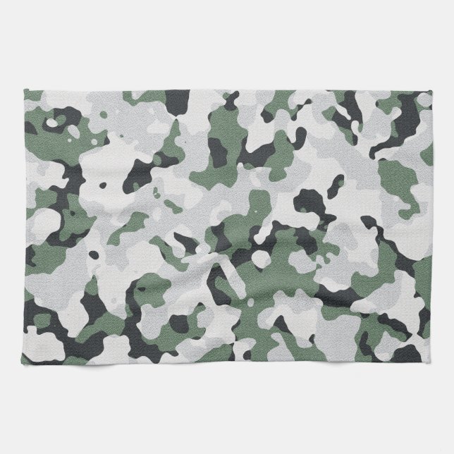 Green camouflage pattern kitchen towel (Horizontal)