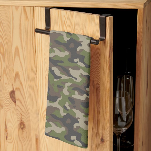 Green Camouflage Pattern Kitchen Towel (Thirds Fold)