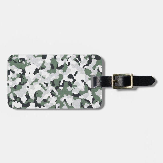 Green camouflage pattern luggage tag (Front Horizontal)