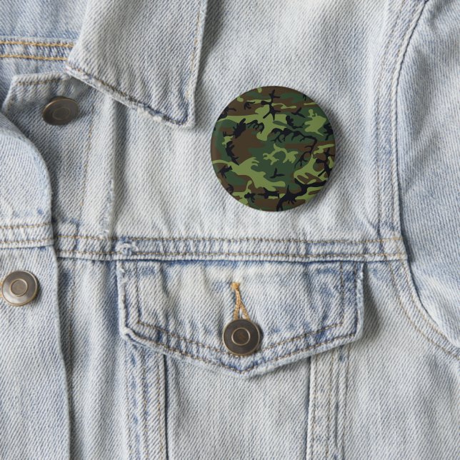Green Camouflage Pattern, Military Pattern, Army 2 Inch Round Button (In Situ)